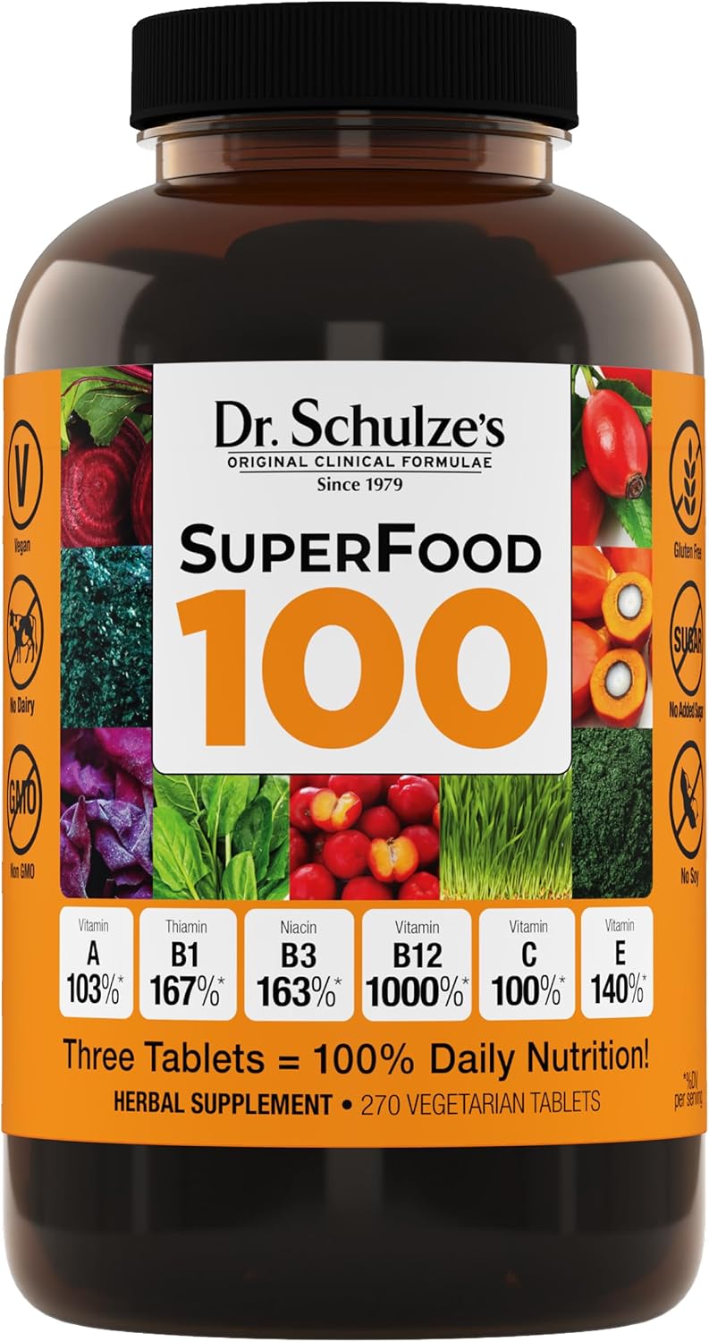 Dr. Schulze's SuperFood 100 - Everyday Superfood Supplement - 270 Tablets - görsel 1