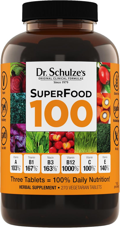 Dr. Schulze's SuperFood 100 - Everyday Superfood Supplement - 270 Tablets