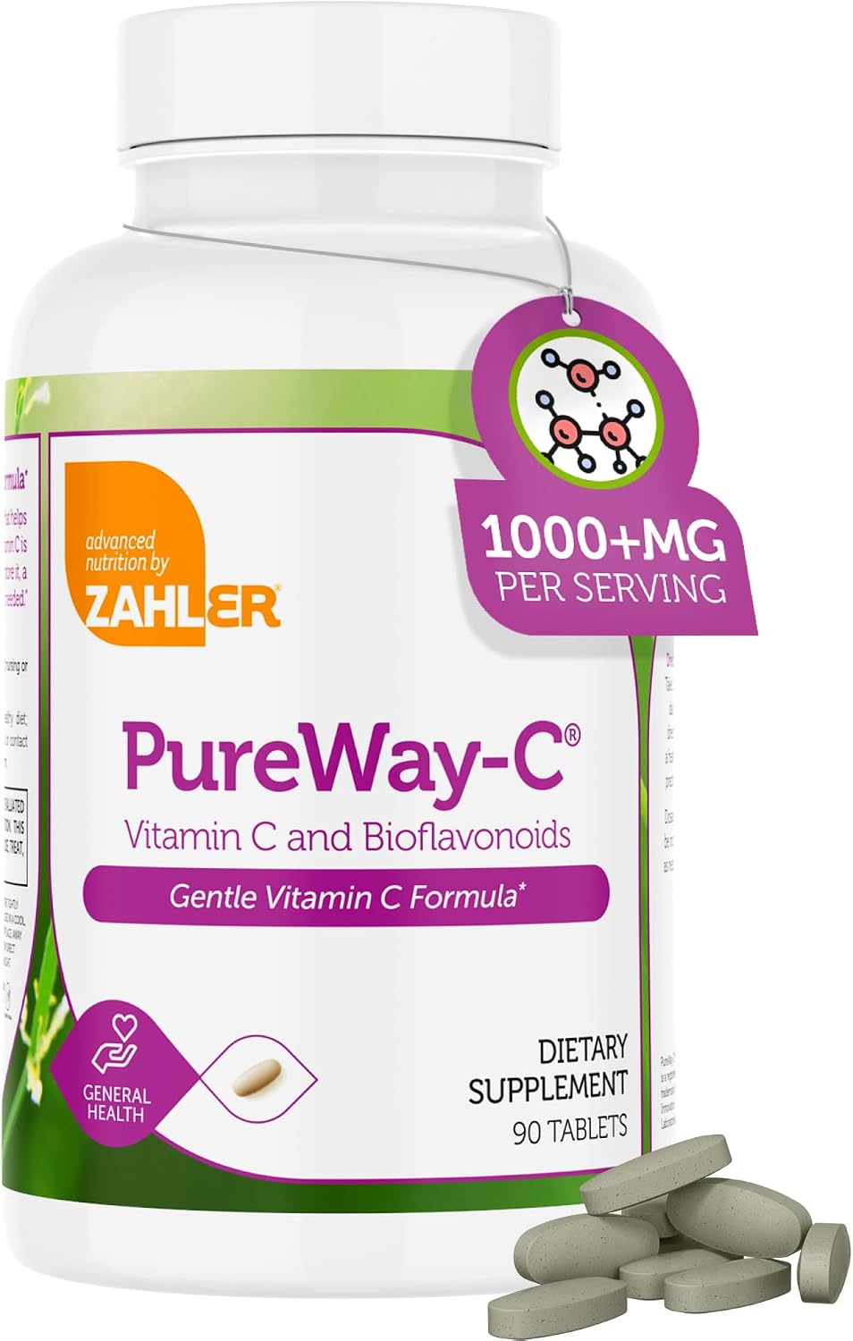 Zahler Vitamin C 1000mg Tablets with Bioflavonoids - High Potency, Gentle on the Stomach, Gluten-free - 90 Tablets - görsel 1