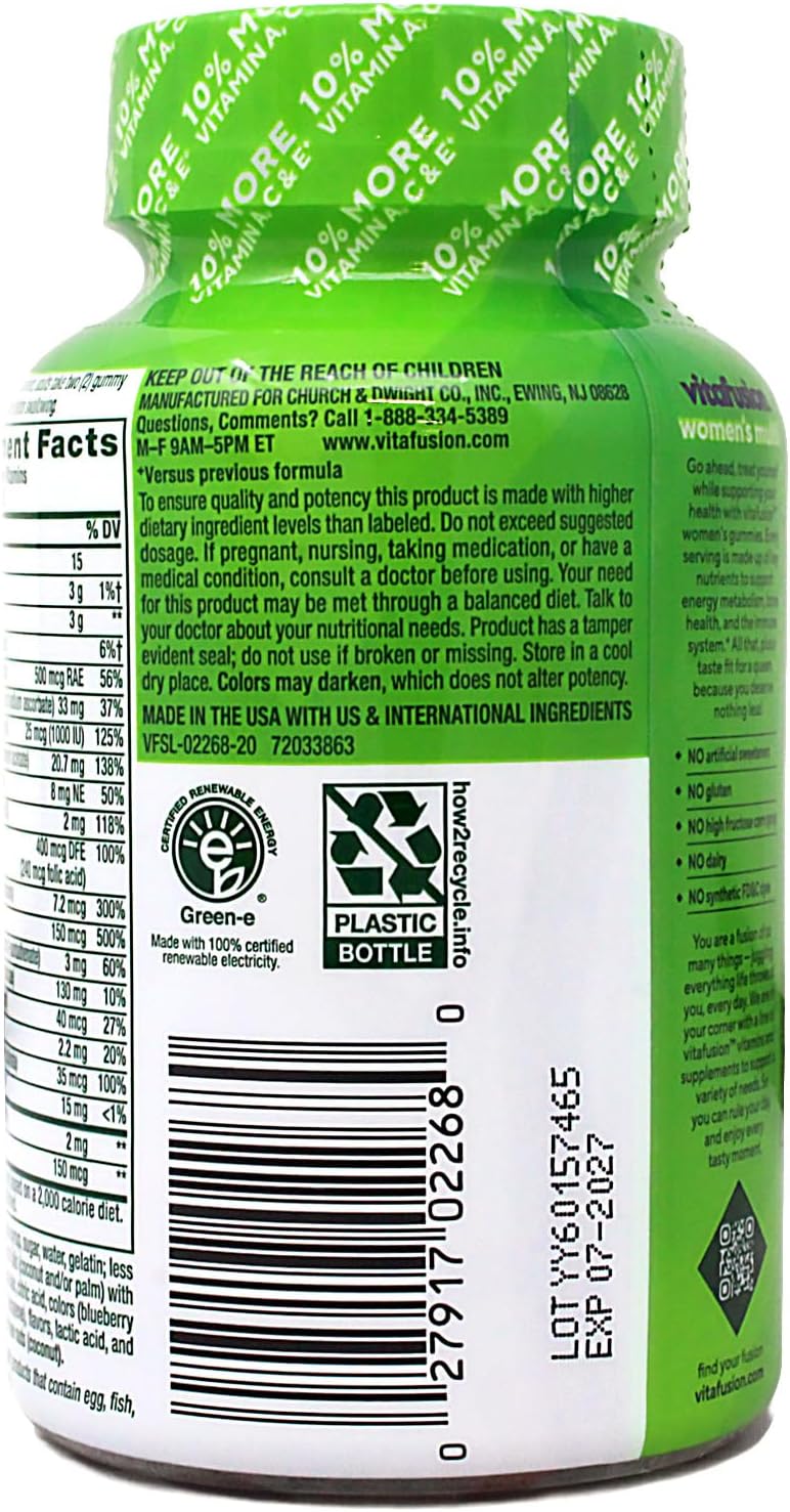 Vitafusion Women's Gummy Vitamins, 70 Count - Berry Flavour (Gluten & Dairy-free) - görsel 3