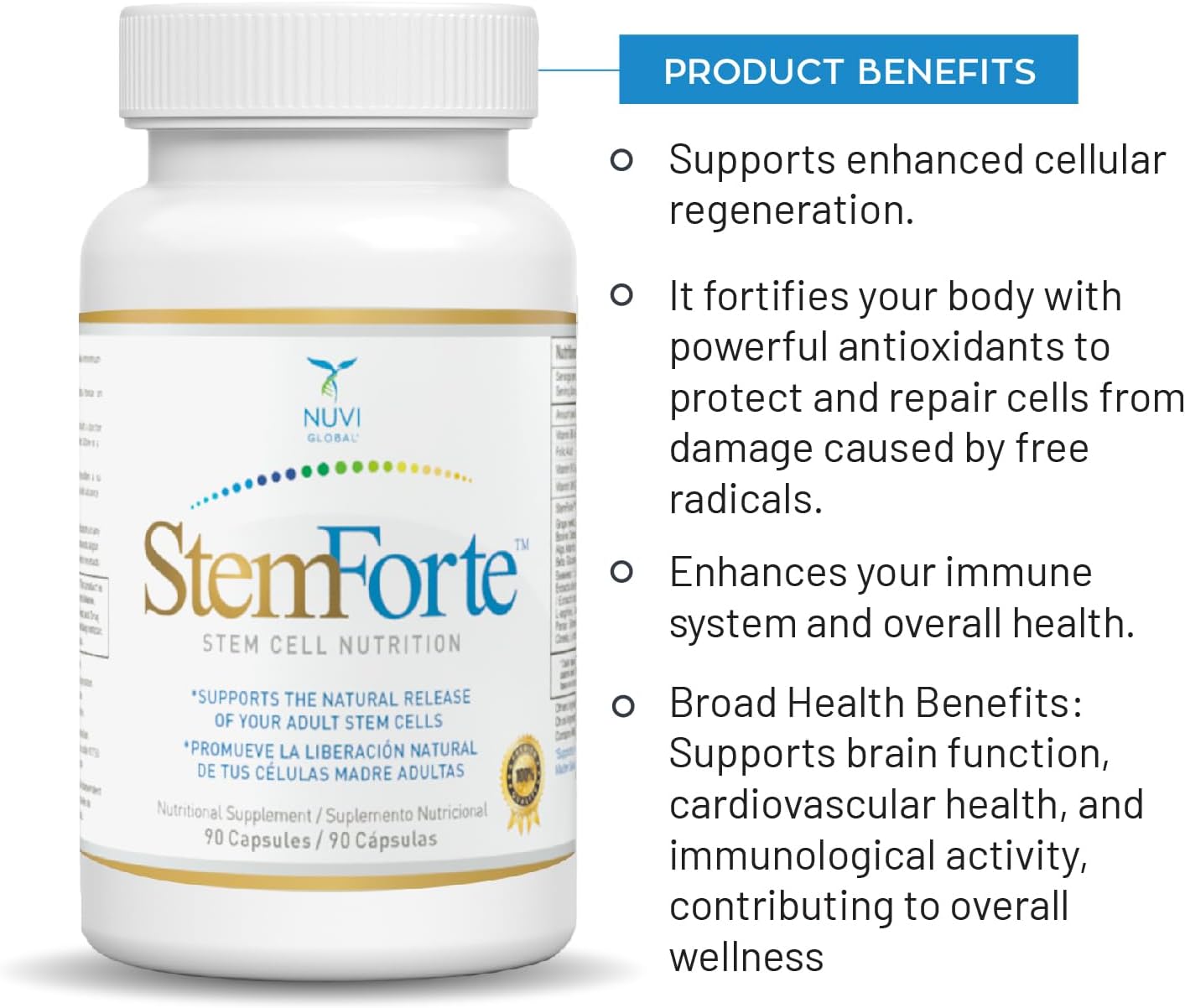 NuVi Global StemForte Stem Cell Supplement | Anti-Ageing Cellular Nutrition | 90 Capsules - görsel 8