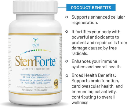NuVi Global StemForte Stem Cell Supplement | Anti-Ageing Cellular Nutrition | 90 Capsules