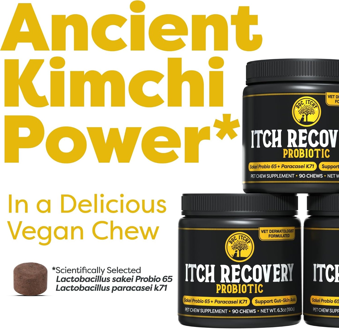 Doc Itchy Itch Recovery Dog Probiotic Chews | L. Sakei & L. Paracasei | Clinical-Strength | 90 Count - görsel 7