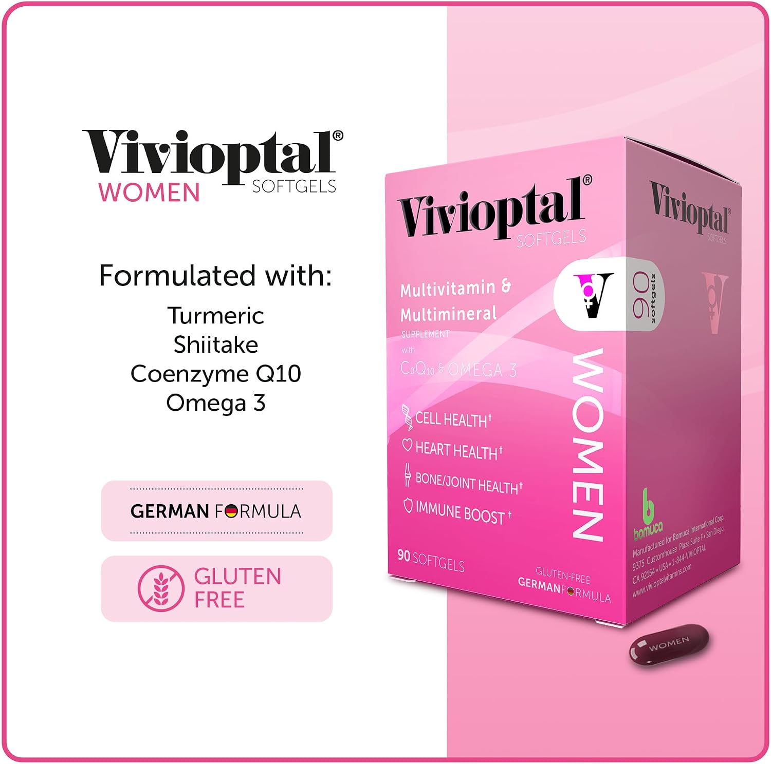 Vivioptal Women Multivitamin and Multimineral Food Supplement with CoQ10 & Omega-3, 90 Softgels - görsel 5