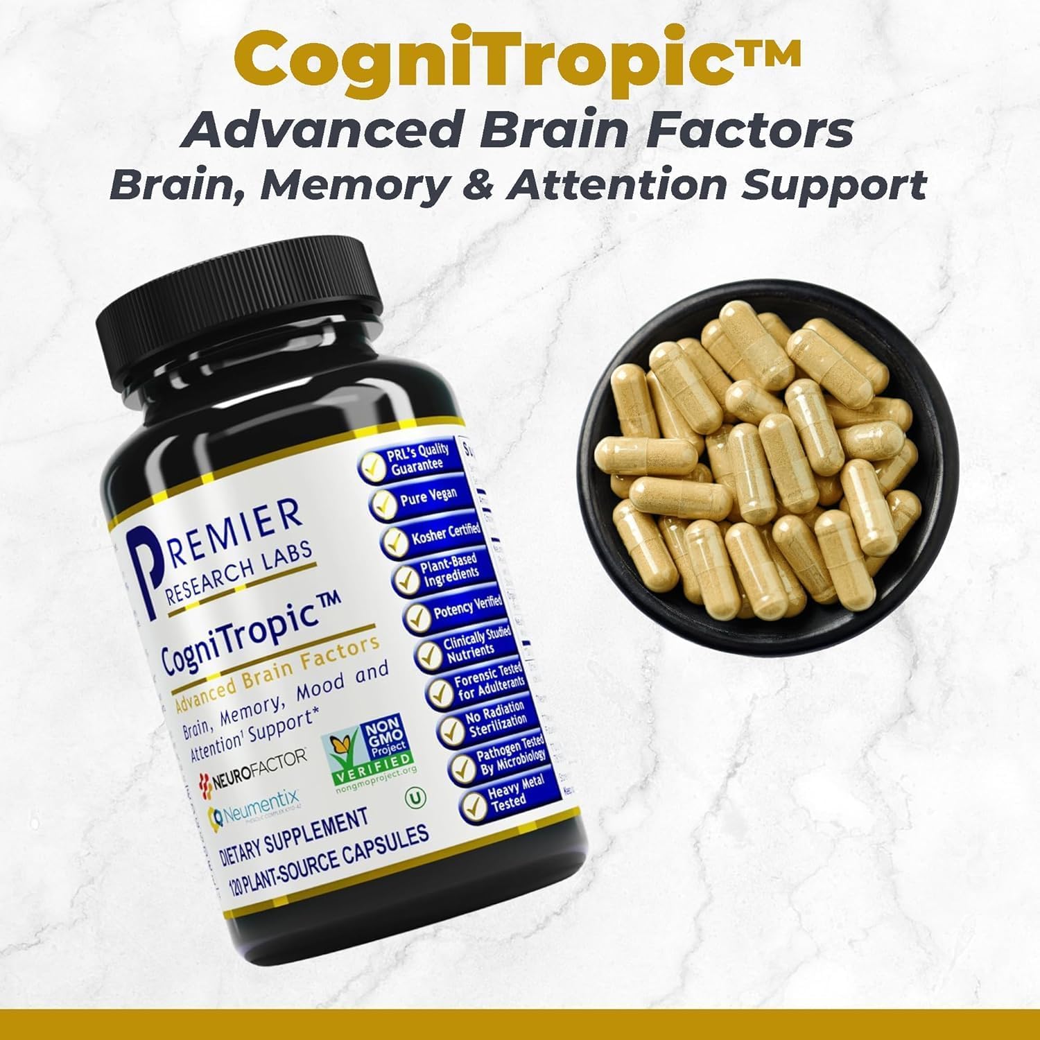 Premier Research Labs CogniTropic - Brain Supplement to Support Memory and Focus (120 Vegetarian Capsules) - görsel 2