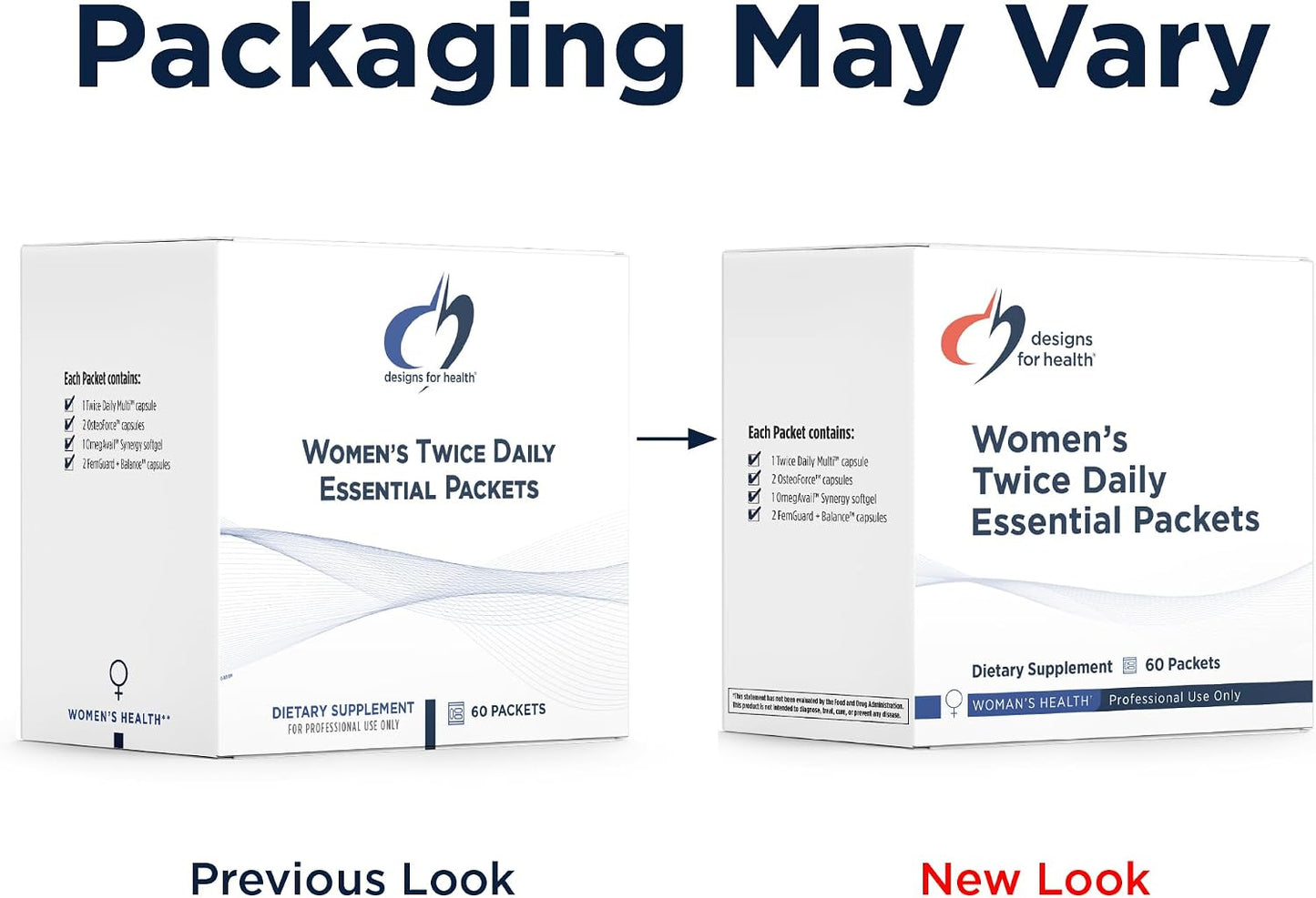 Designs for Health Women's Twice Daily Essential Packets - Vitamin Packs with Iron-Free Multivitamin, OsteoForce Bone Support, OmegAvail Fish Oil Complex + FemGuard+Balance - Women's Health (60 Packets) - görsel 4
