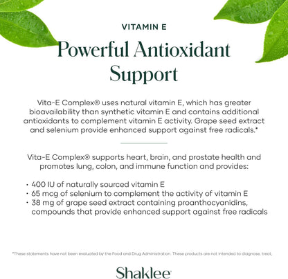 Shaklee Vita-E 400 IU with Selenium and Grape Seed Extract – 90 Softgels