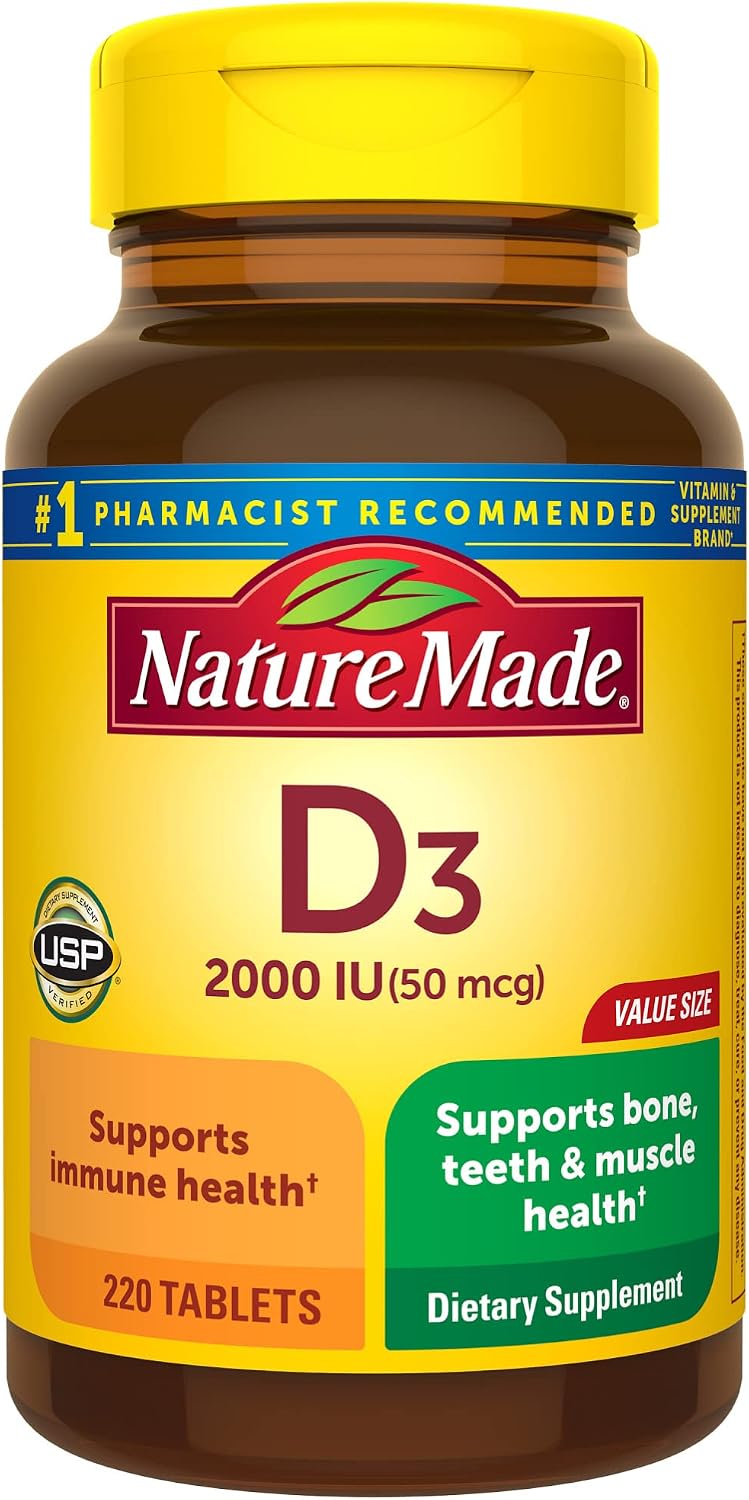 Nature Made Vitamin D 2000 IU (50 mcg) - 220 Tablets - görsel 1