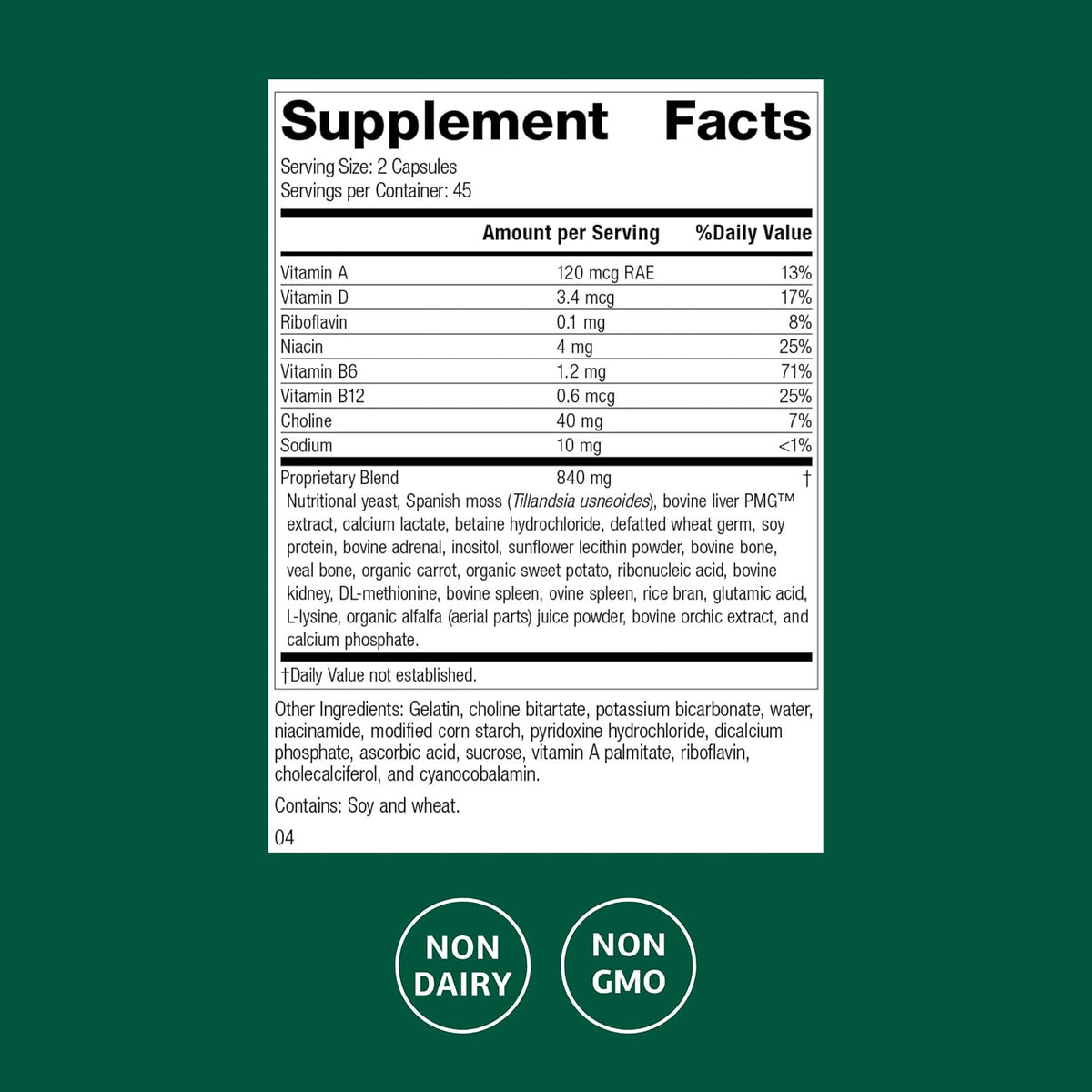 Standard Process Senaplex – Nervous System Support with Niacin, Vitamin B12 & B6 – 90 Capsules - görsel 2