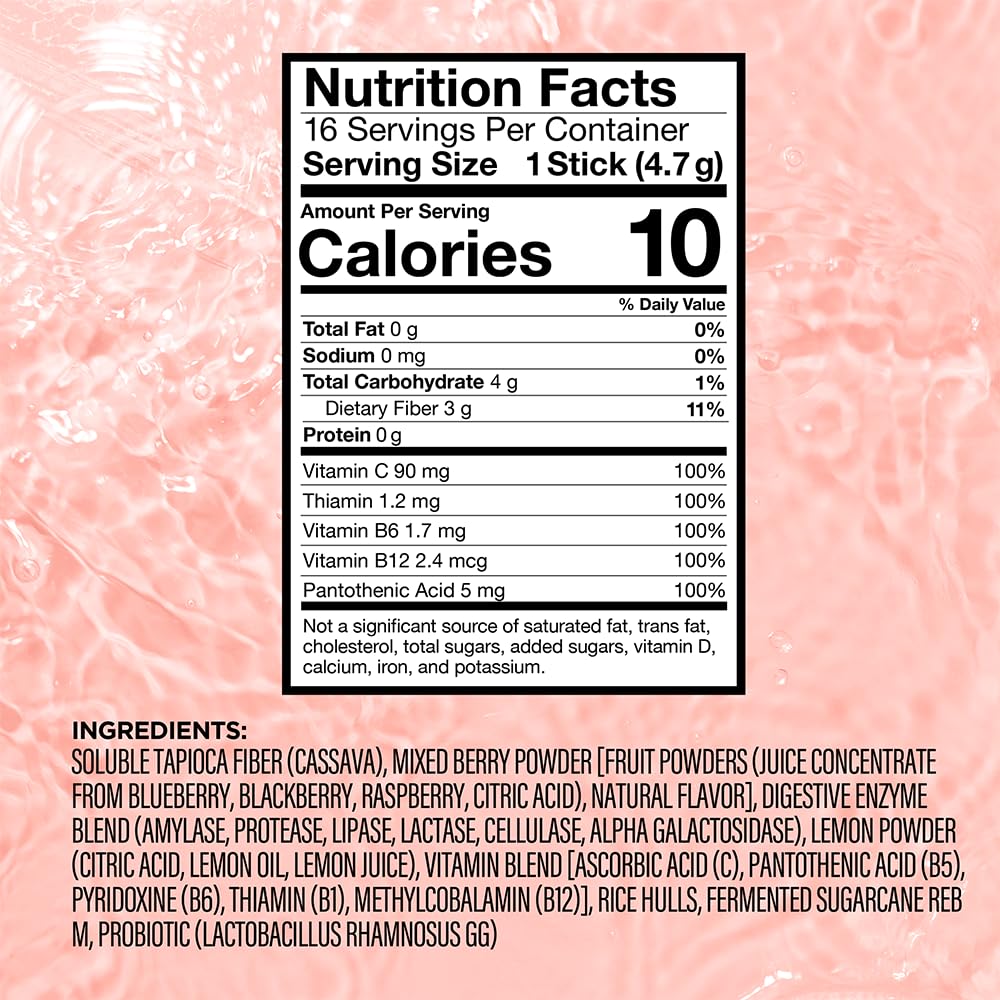 VitaCup Super H2O Bloating Relief and Digestive Health Drink Mix, Mixed Berry, 32 Packets – Image 2