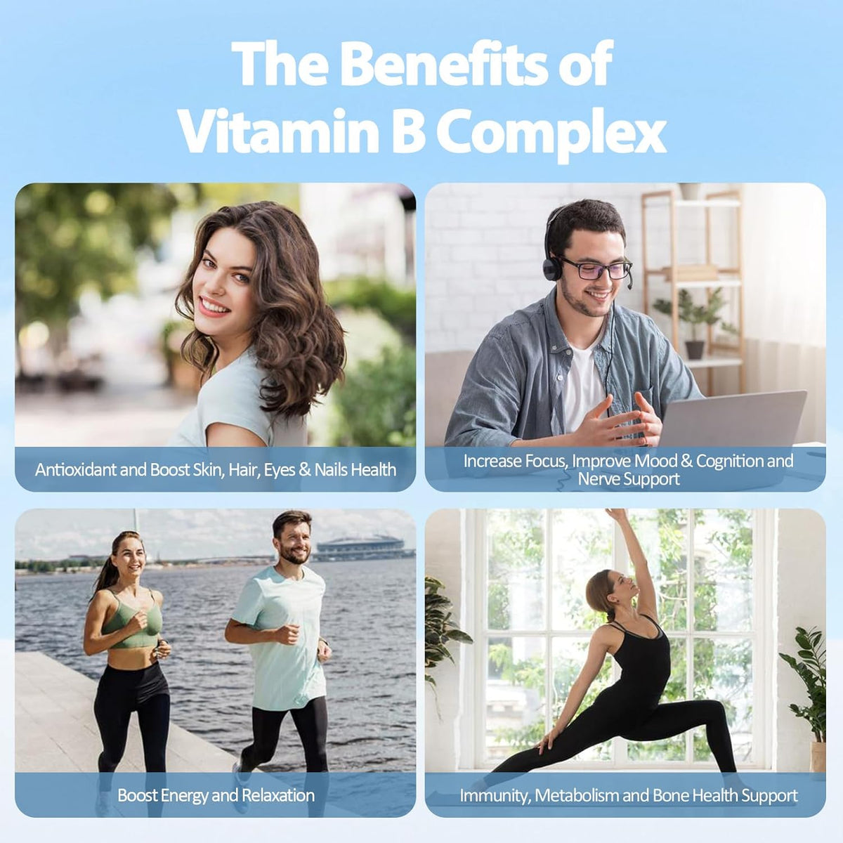 13-in-1 Vitamin B Complex Plus with B1, B2, B3, B4, B5, B6, B7, B8, B9, B12, C, D3, K2 - 120 Capsules (2-Pack) - görsel 6
