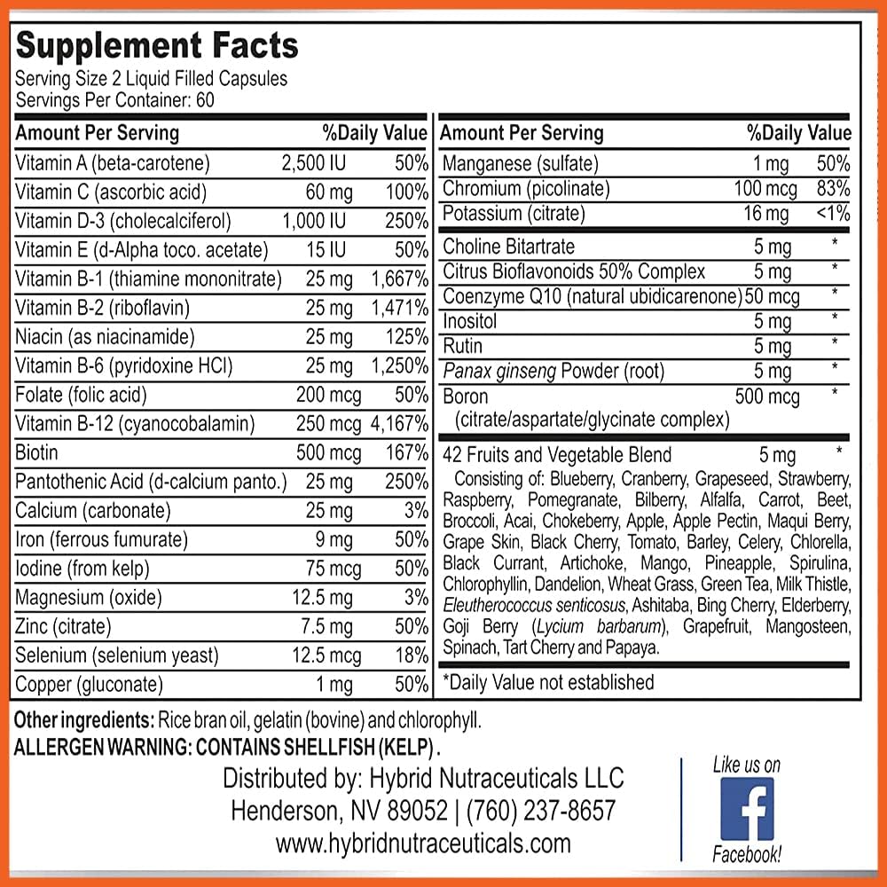 Multi Liquid Multivitamin Softgels - Complete Whole Food Blend with CoQ10, B12 & Superfood Enzymes, 120 Softgels - görsel 6