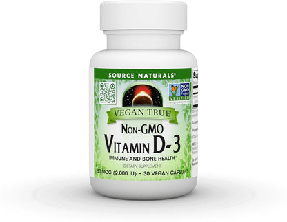 Source Naturals Vegan True Non-GMO Vitamin D-3, 2000 IU - 90 Capsules