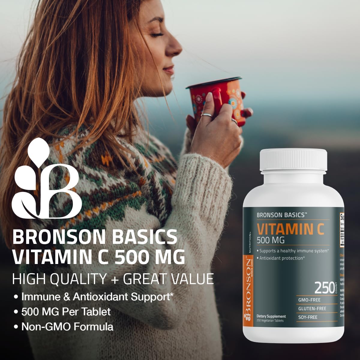 Bronson Vitamin C 500 mg – Immune Support & Antioxidant – Non-GMO Vegetarian Tablets, 100 Count - görsel 3