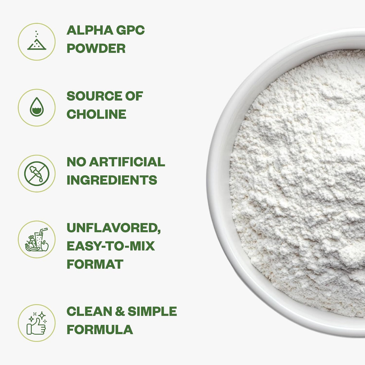 PURISURE Alpha GPC Powder, 25 g, Pure Alpha GPC Choline Supplement for Brain and Focus, CDP Choline Supplements for Memory Performance & Concentration, No Fillers, Non-GMO, Offers 41 Servings - görsel 3