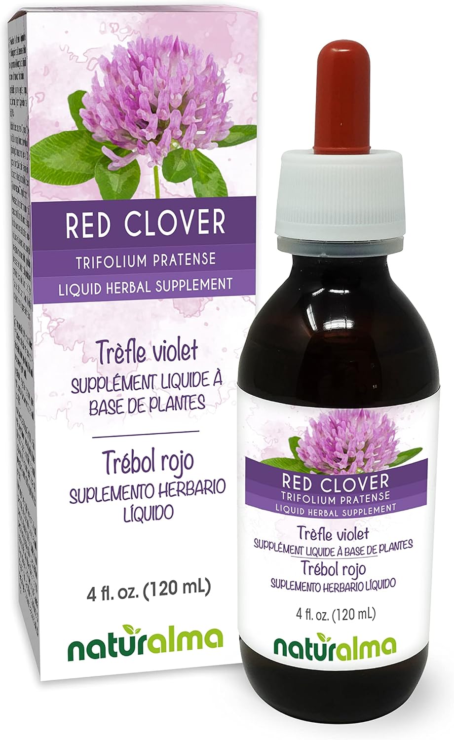 Naturalma Red Clover (Trifolium pratense) Herb with Flowers Alcohol-Free Tincture – 120 ml Liquid Extract in Drops – Herbal Supplement – Vegan - görsel 1