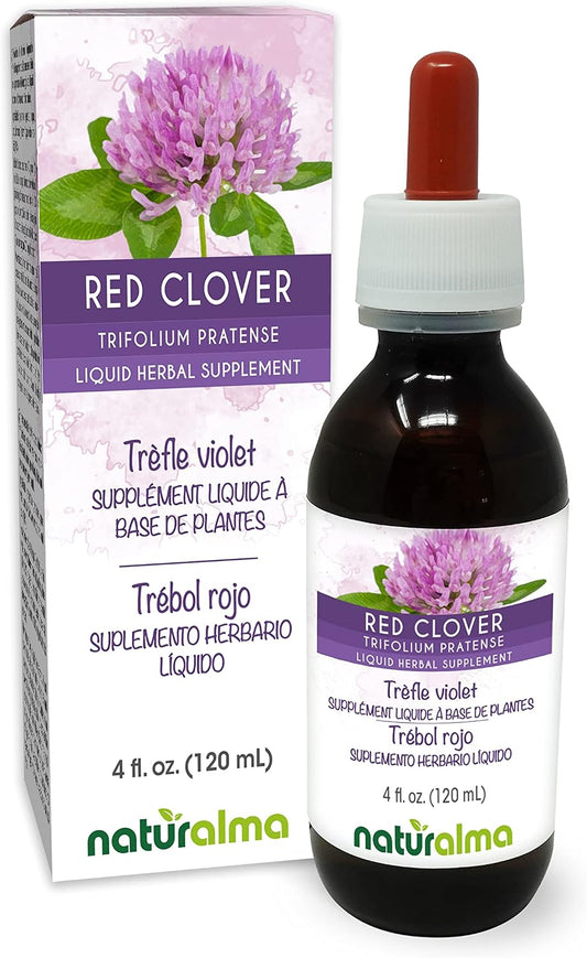 Naturalma Red Clover (Trifolium pratense) Herb with Flowers Alcohol-Free Tincture – 120 ml Liquid Extract in Drops – Herbal Supplement – Vegan