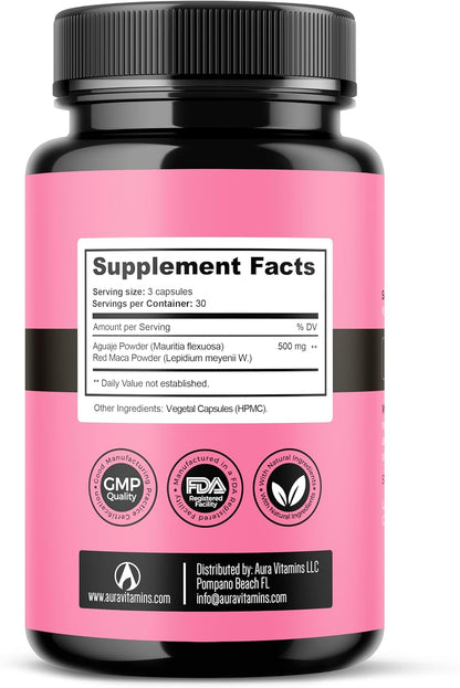 Fertili-t Female (90 Caps) - Natural Fertility Support, Hormonal Balance & Prenatal Vitamins for Women, Conception Support with Aguaje & Red Maca (30-Day Supply)