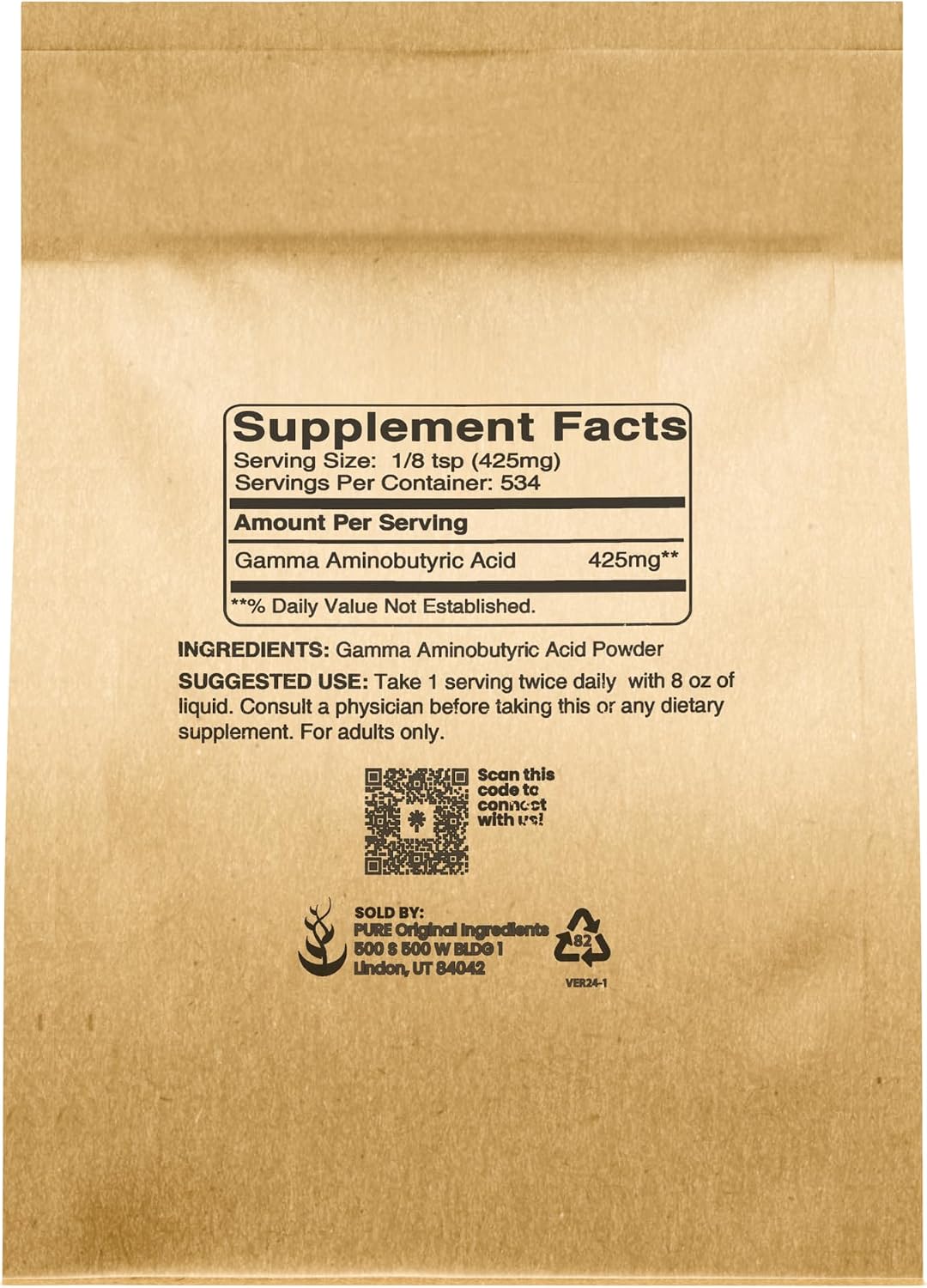 Pure Original Ingredients Gamma Aminobutyric Acid (GABA) Powder (227 g) - görsel 2