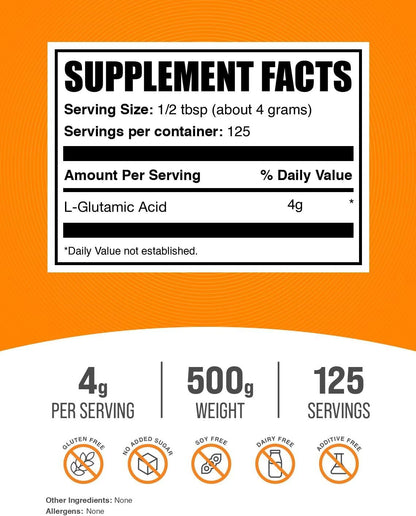 L-Glutamic Acid Powder - Glutamate Supplement, 500g