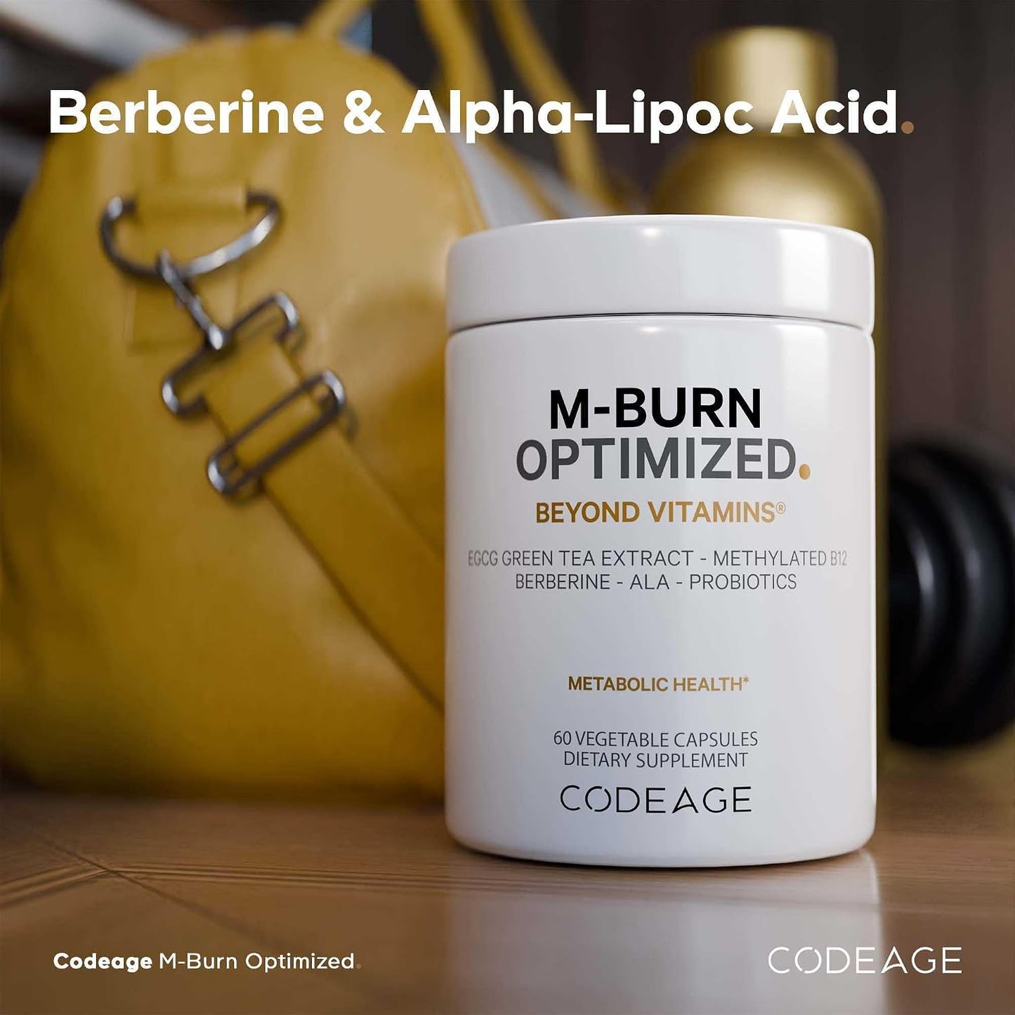 Codeage M-Burn Optimised Supplement - Decaffeinated Green Tea (50% EGCG), Berberine, Akkermansia Probiotic, Vitamin B12 - 60 Capsules - görsel 4