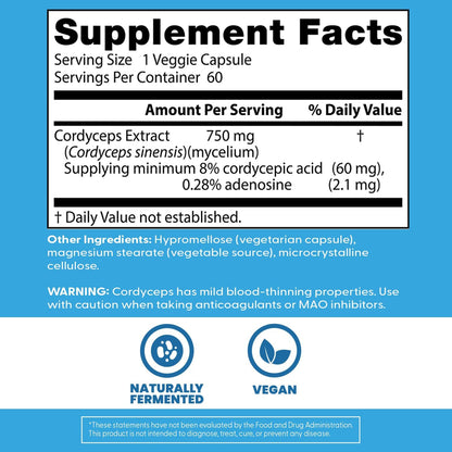 Doctor's Best Ultra Cordyceps Supplement – 750 mg, 60 Vegan Capsules