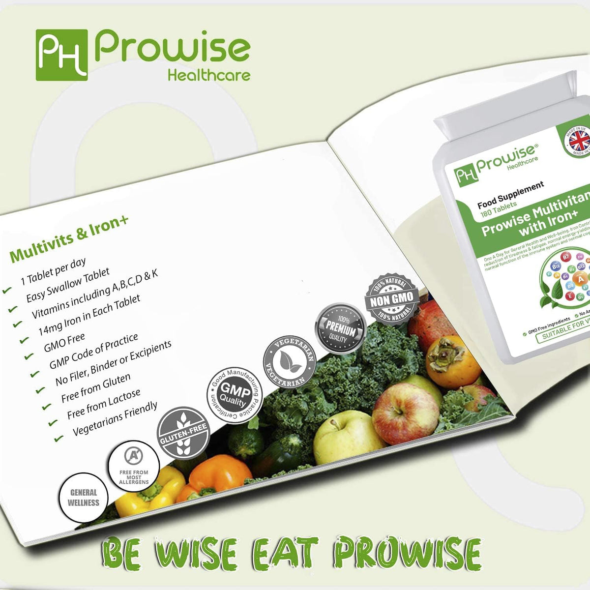 Multivitamin & Iron 180 Tablets (6 Month Supply) – Immune Support Supplement by Prowise Health care - görsel 4