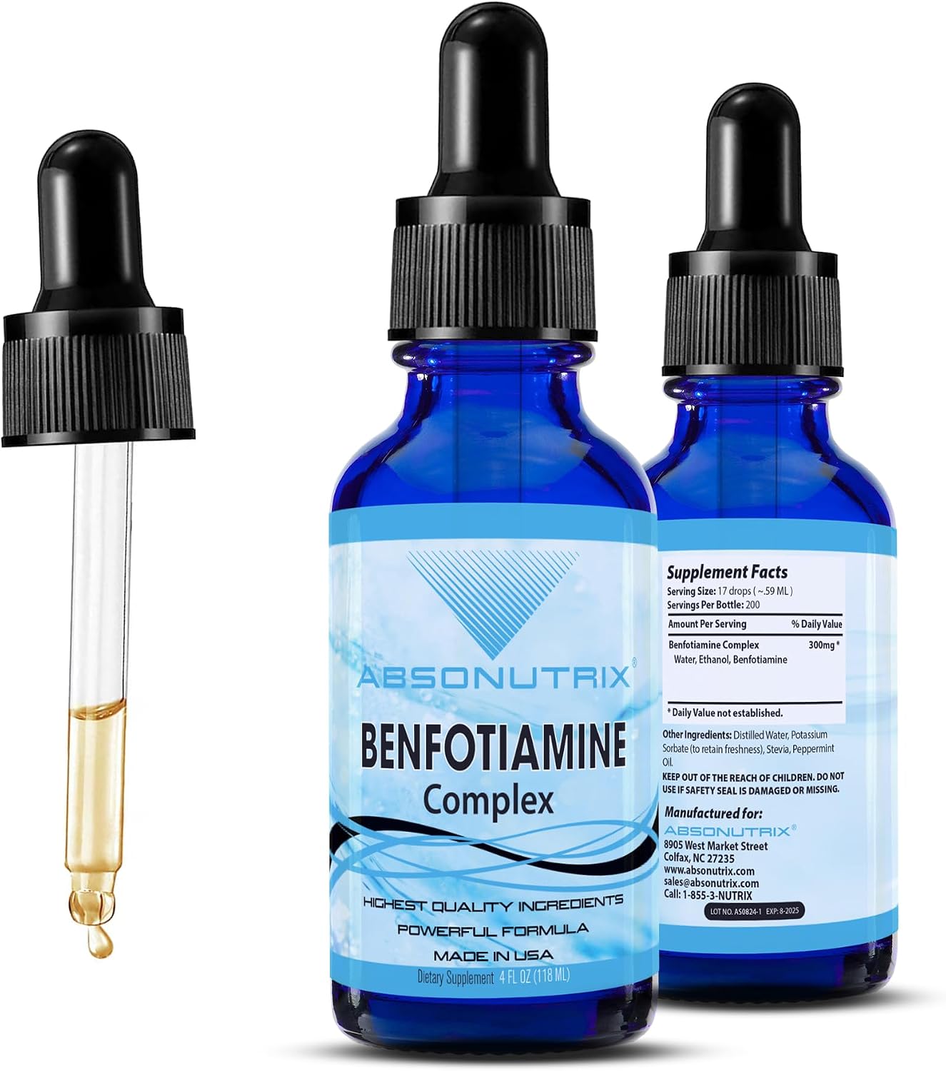Absonutrix Benfotiamine Complex 300 mg - Liquid Drops, 118 ml (200 Servings) - görsel 1