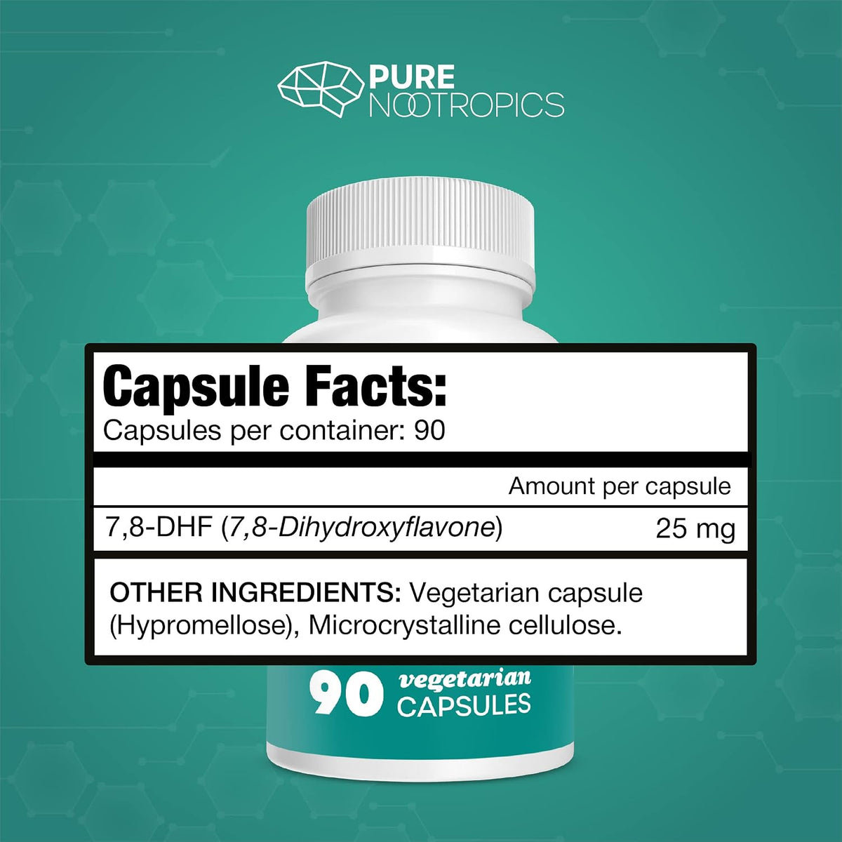 Pure Nootropics 7,8-DHF (7,8-Dihydroxyflavone) Capsules | 25 mg | 90 Vegetarian Capsules - görsel 3