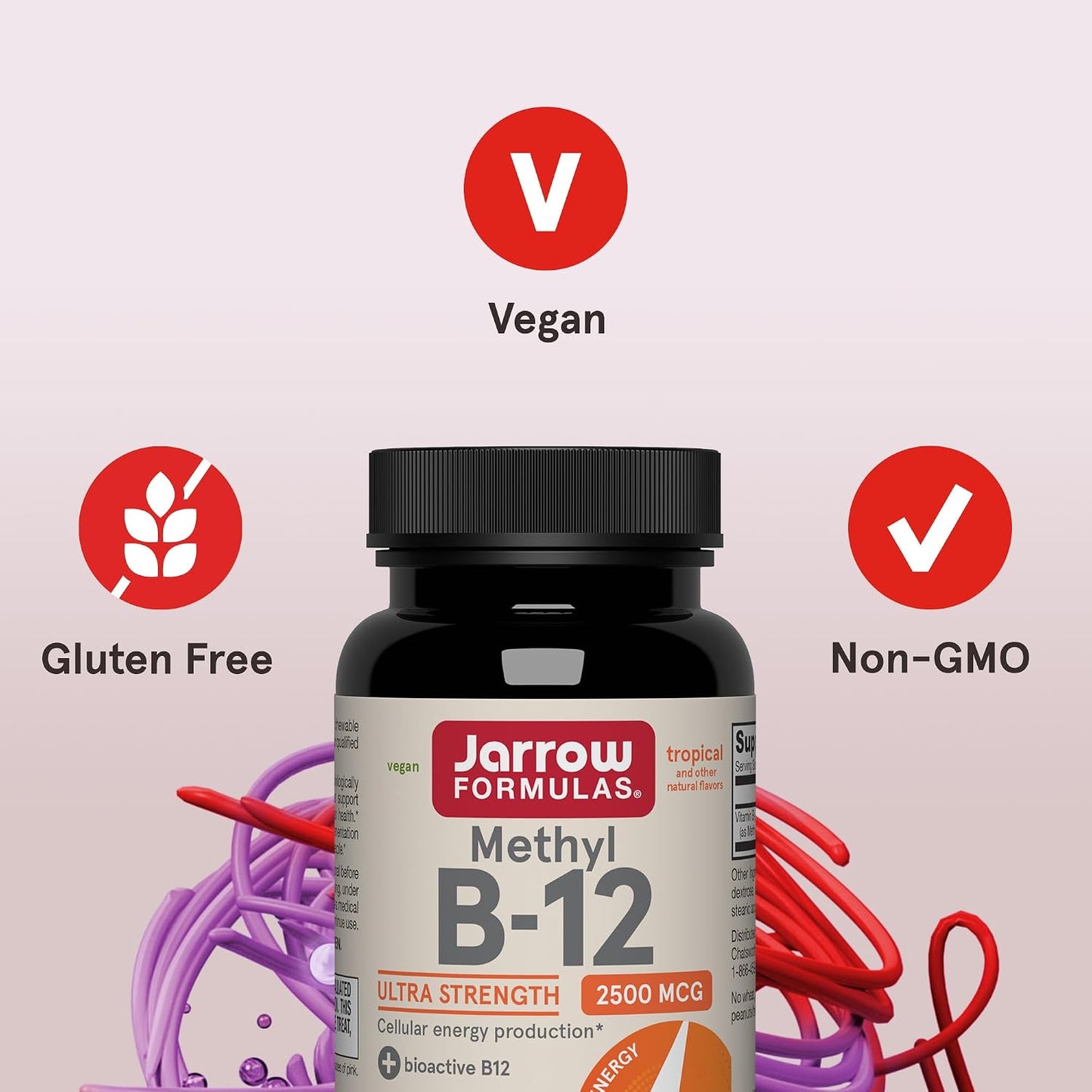 Jarrow Formulae Methyl Vitamin B12 2500 mcg, 100 Chewable Tablets, Tropical Flavoured - görsel 4