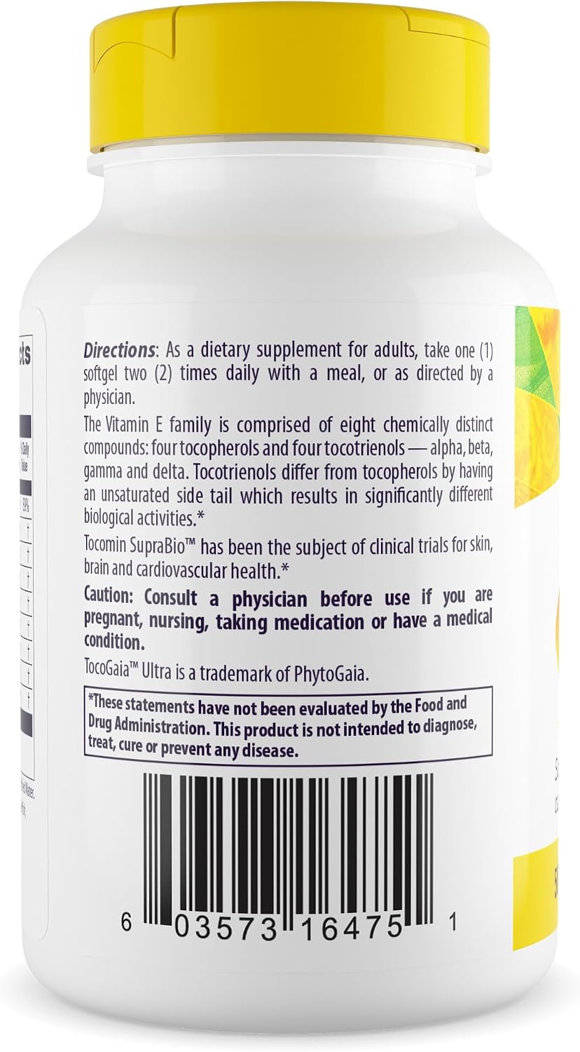Healthy Origins Tocomin SupraBio (Tocotrienols), 50 mg - Vitamin E Supplement for Heart and Skin Health, 60 Softgels - görsel 3