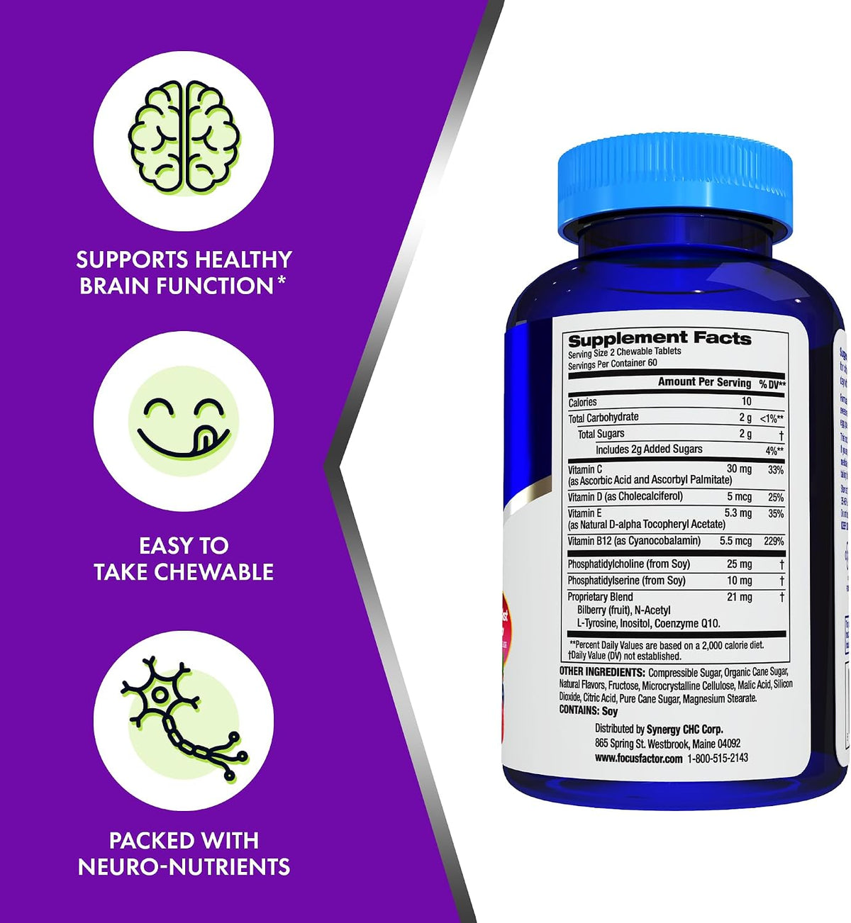 Focus Factor Kids Extra Strength Daily Chewable – Brain Health Support – 120 Chewable Tablets - görsel 4