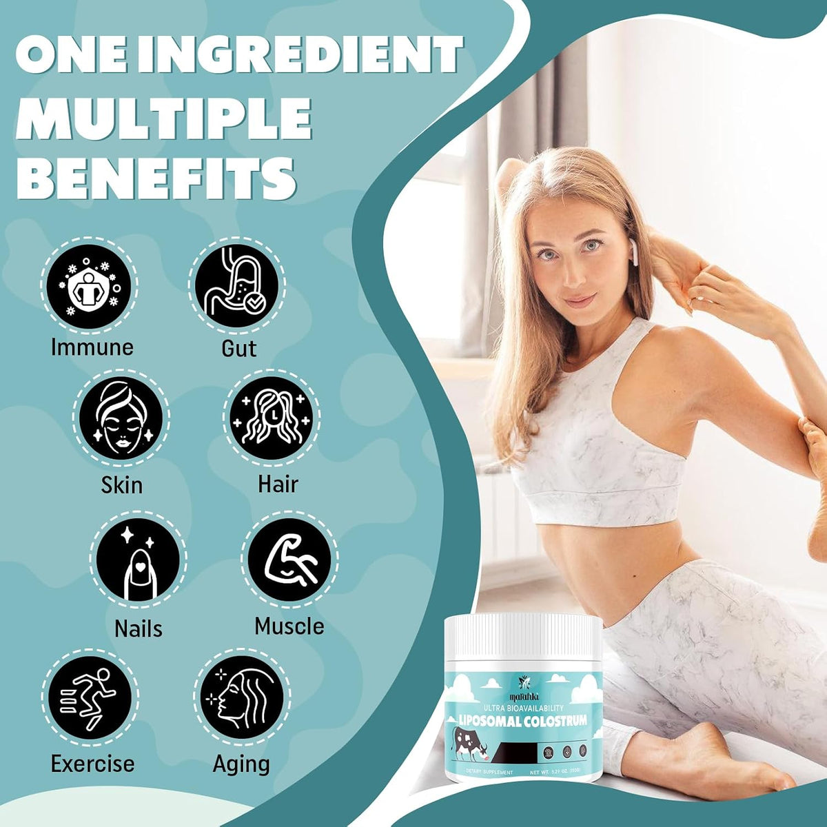 Marafiki Liposomal Bovine Colostrum Supplement - Grass Fed Colostrum Powder, High Bioavailability, 60 Servings - görsel 4