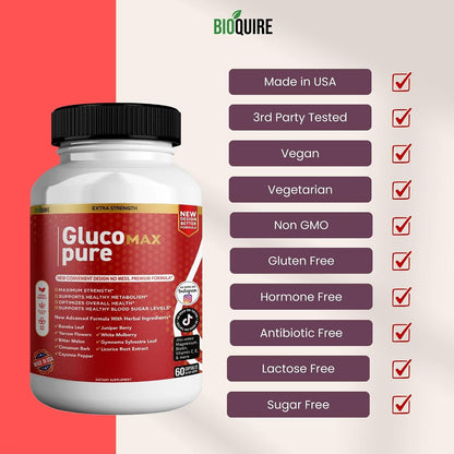 Gluco Max Pure Ultra – Maximum Strength Blood Glucose Support Supplement (60 Capsules)