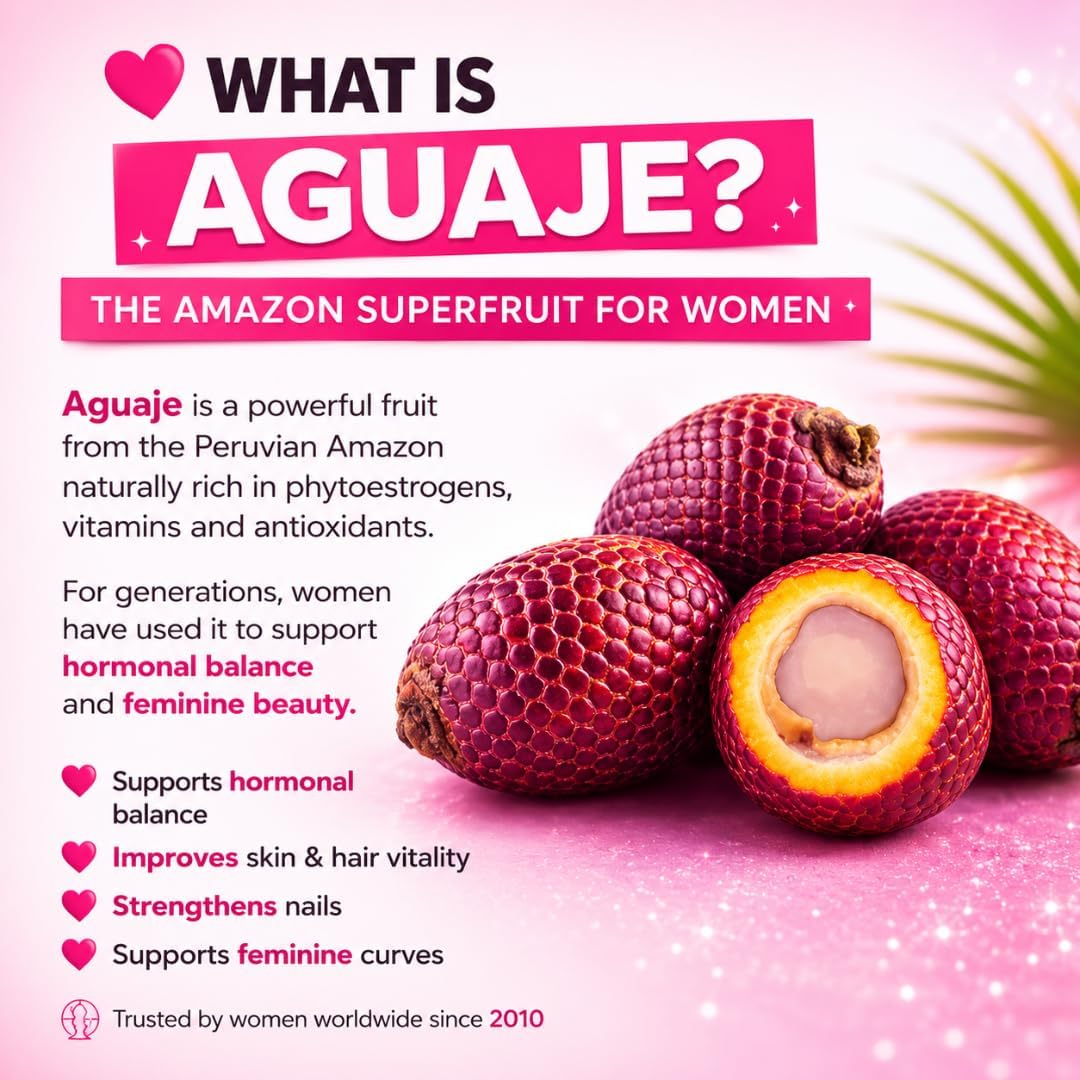 Natural Curves & Hormonal Balance – Aguaje Capsules for Women by CurvyFruit – Bum, Hips & Bust Support – 100 Vegan Capsules – Menopause Support – Made in Peru - görsel 2