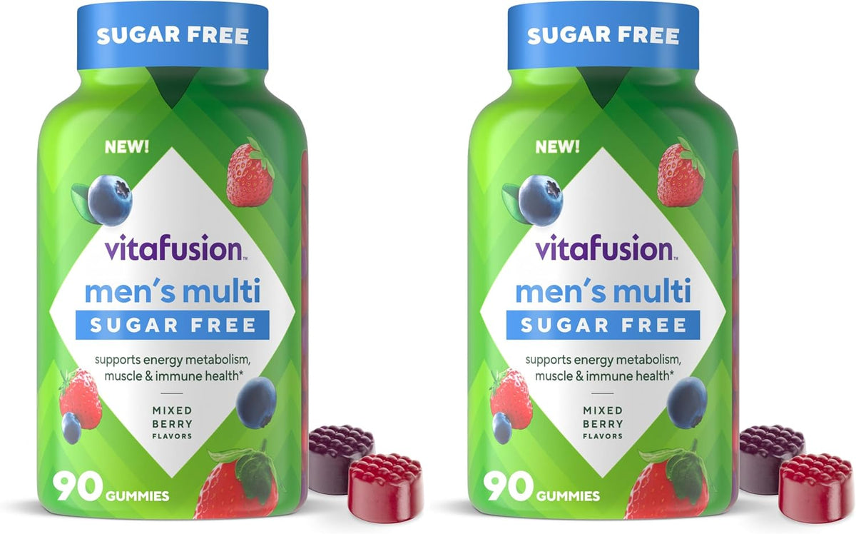 vitafusion Sugar Free Men’s Multi Daily Gummy Multivitamins, Contributes to Normal Energy Metabolism, Muscle and Immune Function, Mixed Berry Flavours, 90 Count - görsel 9
