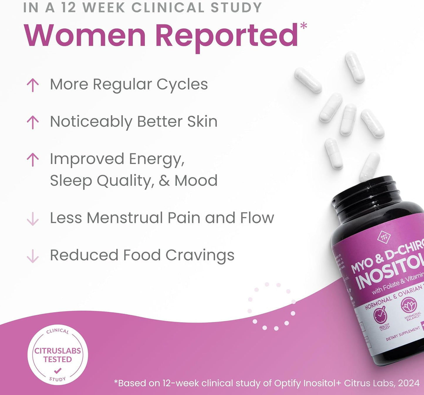 Optify Myo-Inositol & D-Chiro Inositol Supplement – 40:1 Ratio with Folate and Vitamin D (360 Capsules) - görsel 3