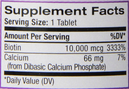 Natrol Biotin Maximum Strength Tablets, 10,000 mcg, 100 Count