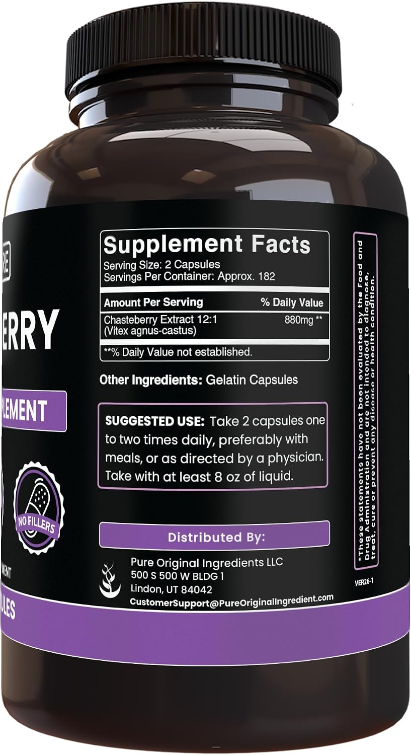 Pure Original Ingredients Vitex Berry (Chasteberry) – 365 Capsules - görsel 3