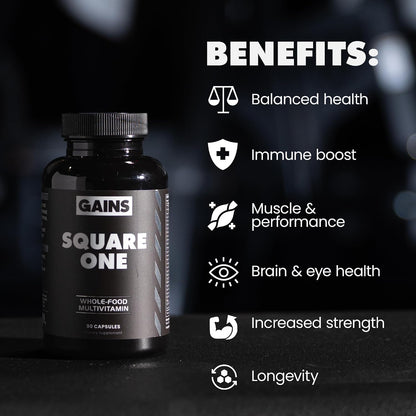 Gains in Bulk Square 1 Multivitamin and Mineral Supplement for Women and Men - 90 Capsules