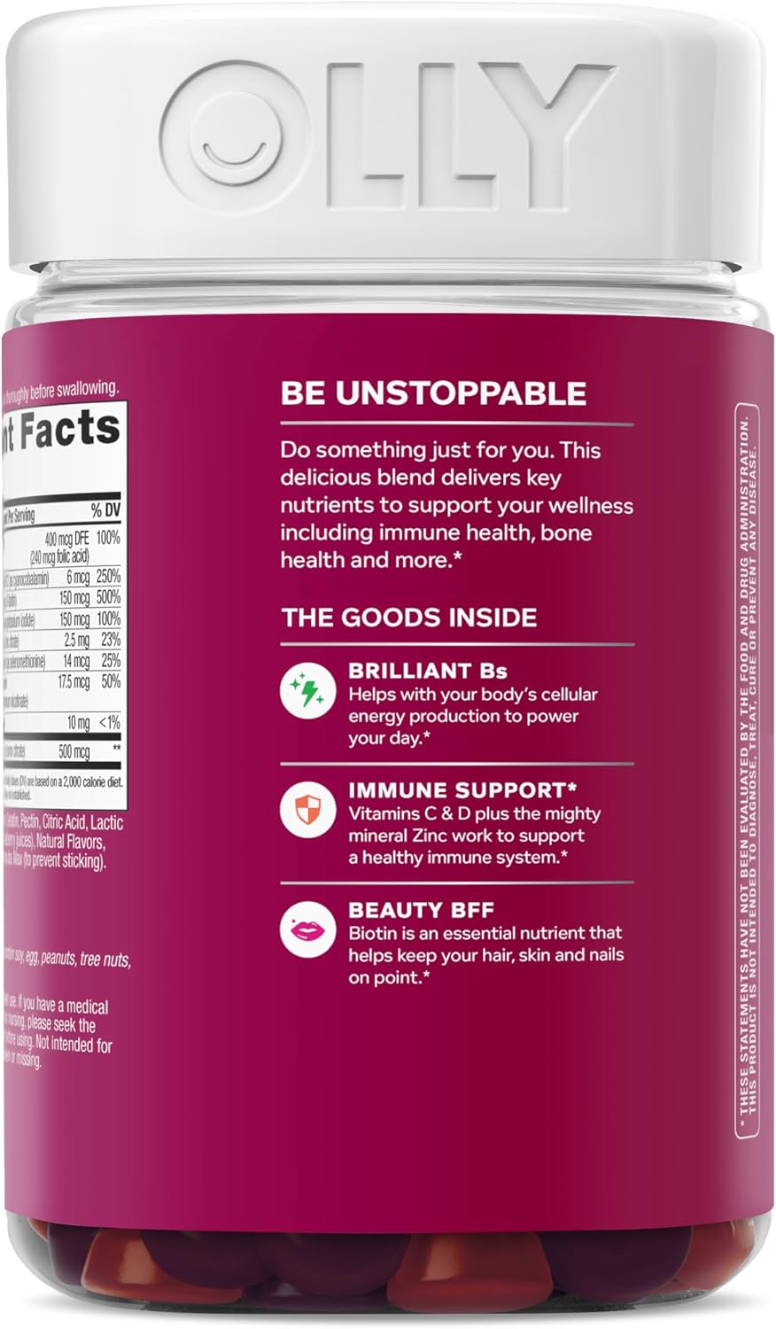 OLLY Women's Multi Vitamin Gummies with Biotin, Blissful Berry (200 Gummies) - görsel 4