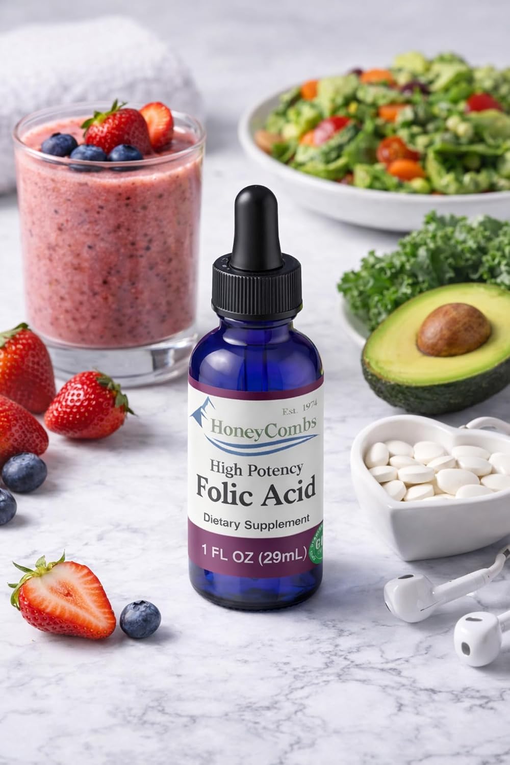 Vitamin B9 (Folic Acid) Liquid Drops – Alcohol-Free, Vegan, Gluten-Free - görsel 4
