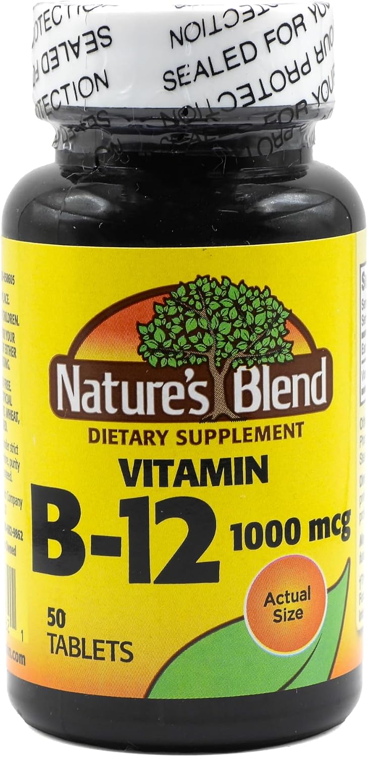 Nature's Blend Vitamin B12 Tablets, 1000 mcg, 50 Tablets - görsel 1