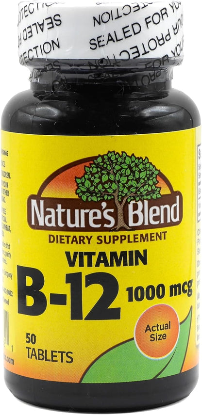 Nature's Blend Vitamin B12 Tablets, 1000 mcg, 50 Tablets