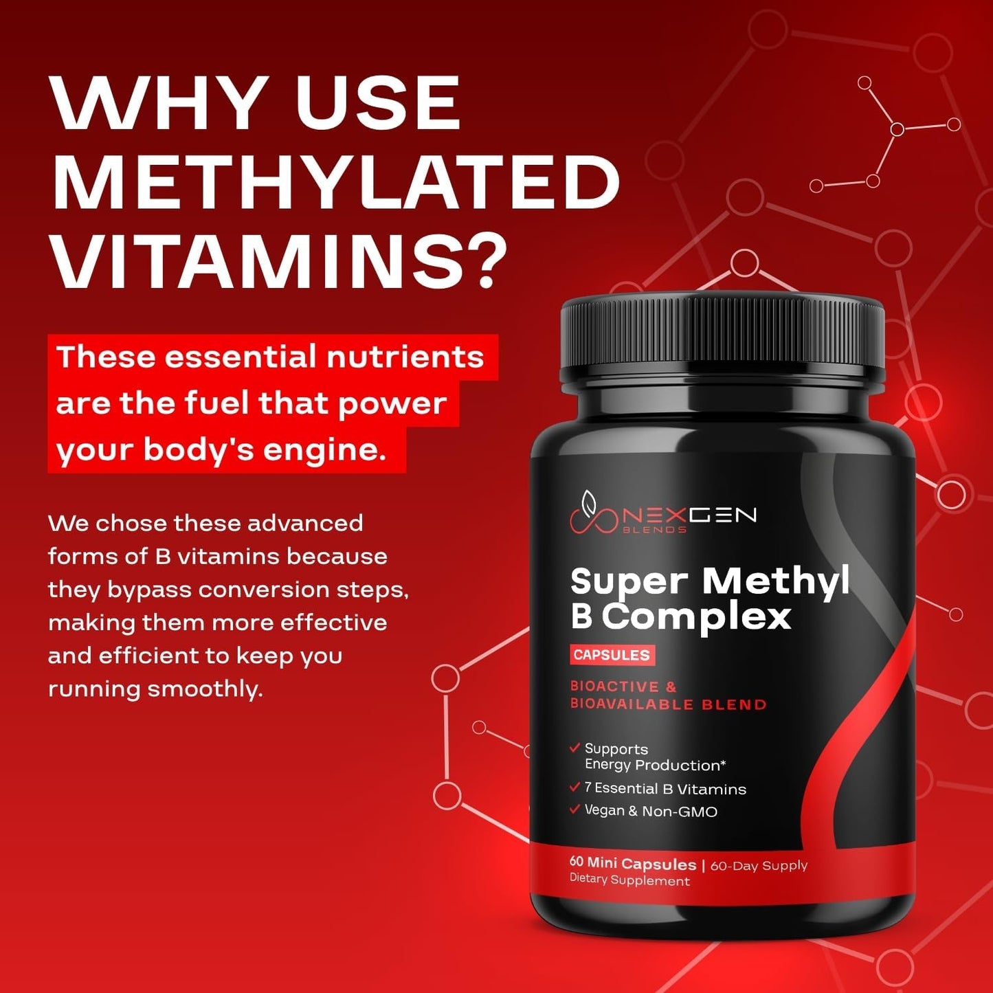 Methylated B Complex Food Supplement - Bioactive with 5-MTHF & Methylcobalamin - görsel 5