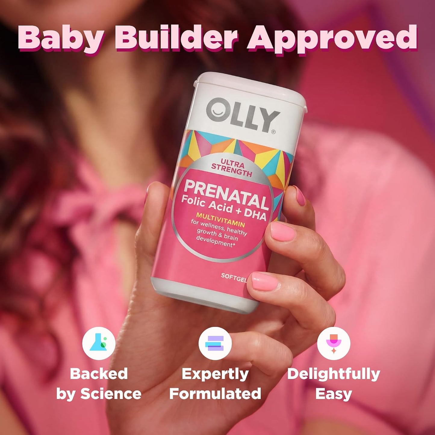 OLLY Ultra Strength Prenatal Multivitamin Softgels with DHA, Folic Acid, Iron, Vitamins B, C, D, E – 60 Softgels (30 Day Supply) - görsel 8