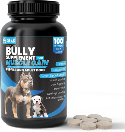 Kilab Dog Weight Gainer – 100 Chewable Tablets for Dogs Muscle Builder