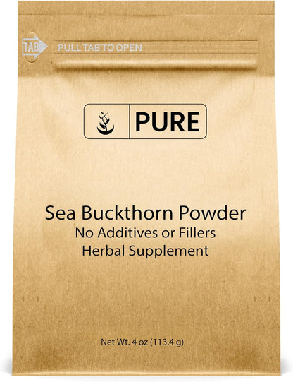 Pure Original Ingredients Sea Buckthorn Powder (113 g) – Traditional Supplement, Tart Berry Flavour, Non-GMO