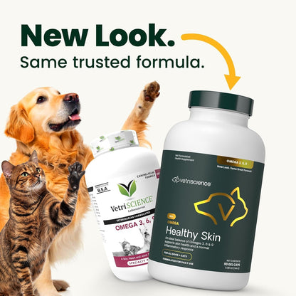 VetriScience Omega Healthy Skin and Coat Capsules for Dogs and Cats, 90 Count