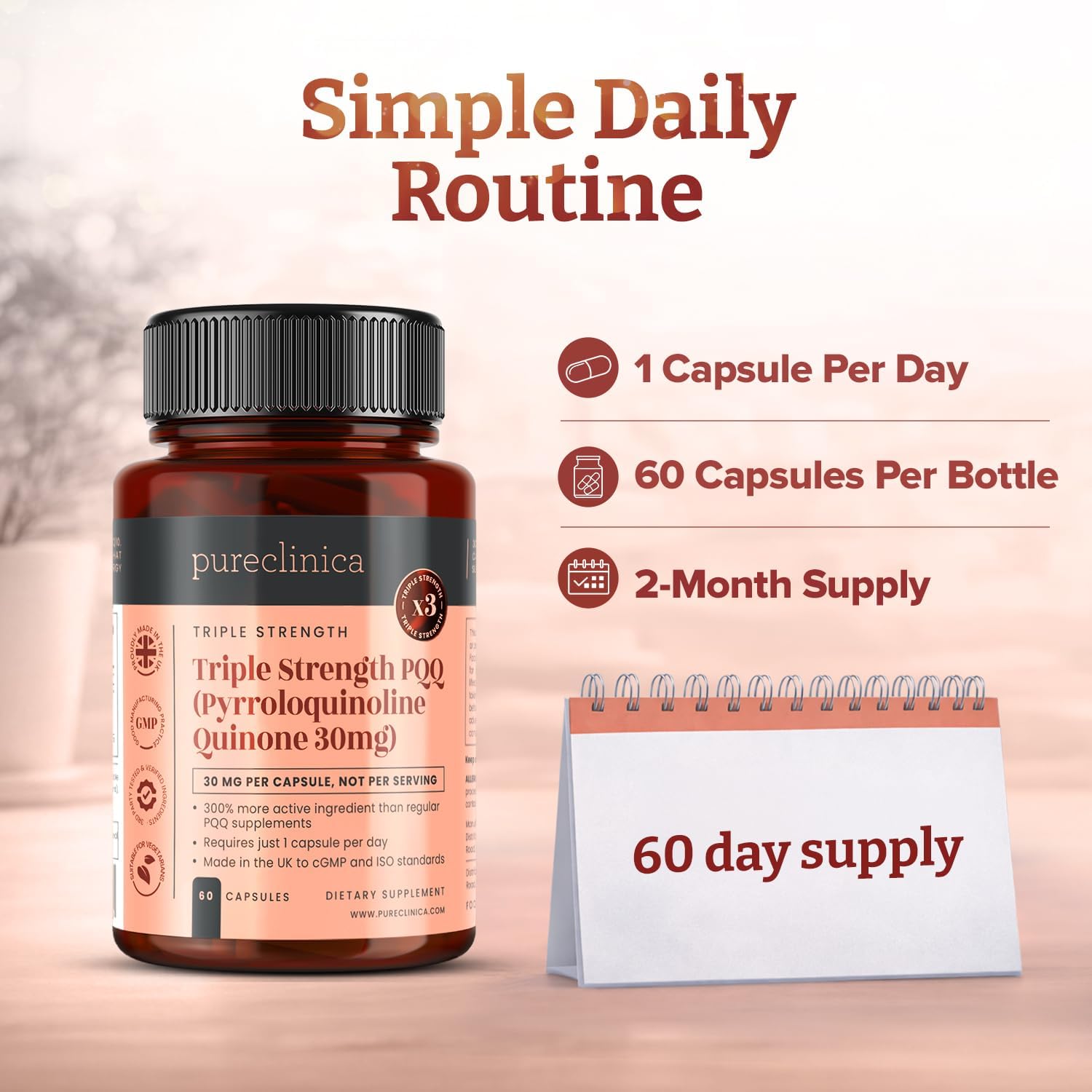 Triple Strength PQQ 30 mg – 60 Vegetable Capsules - görsel 6